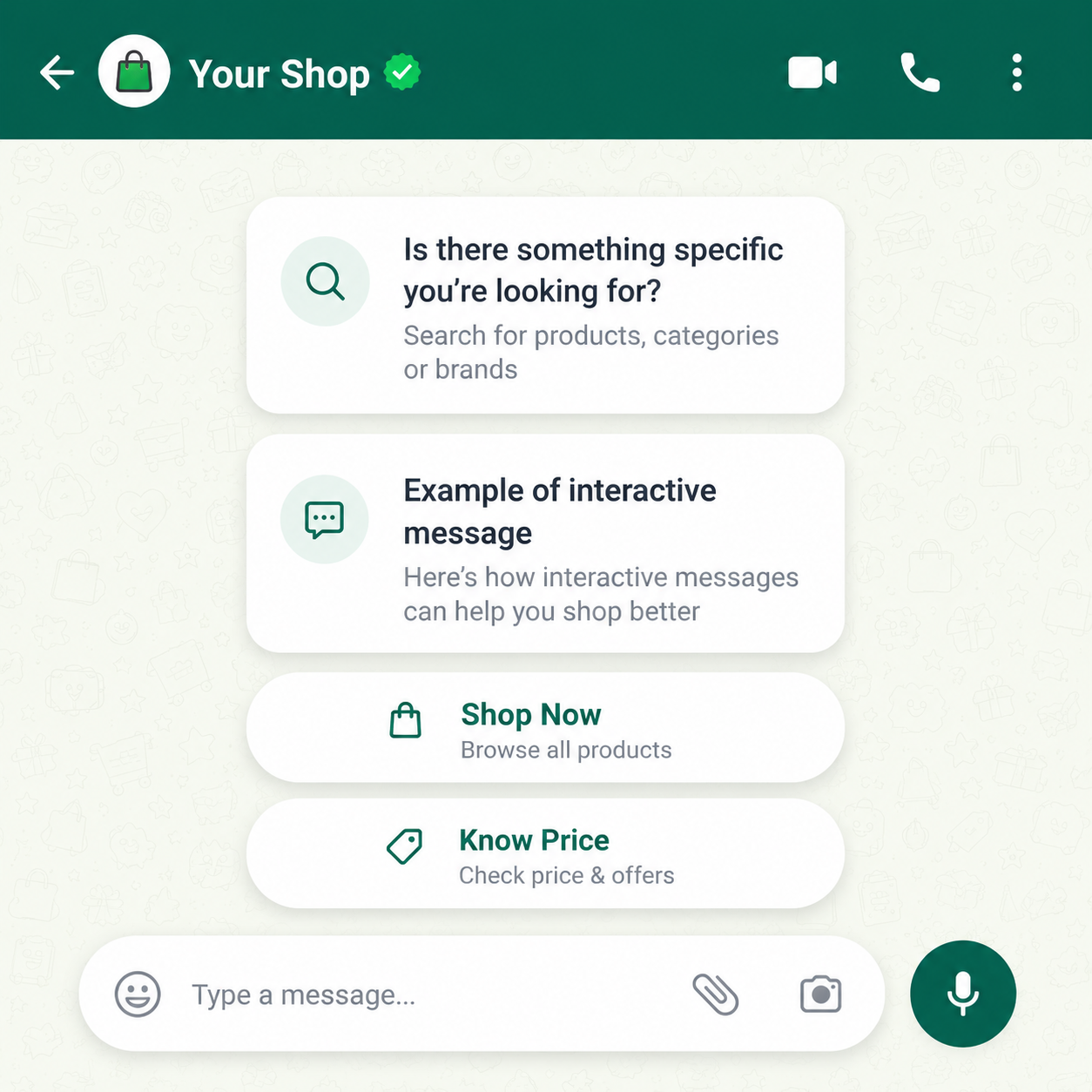Interactive WhatsApp message preview