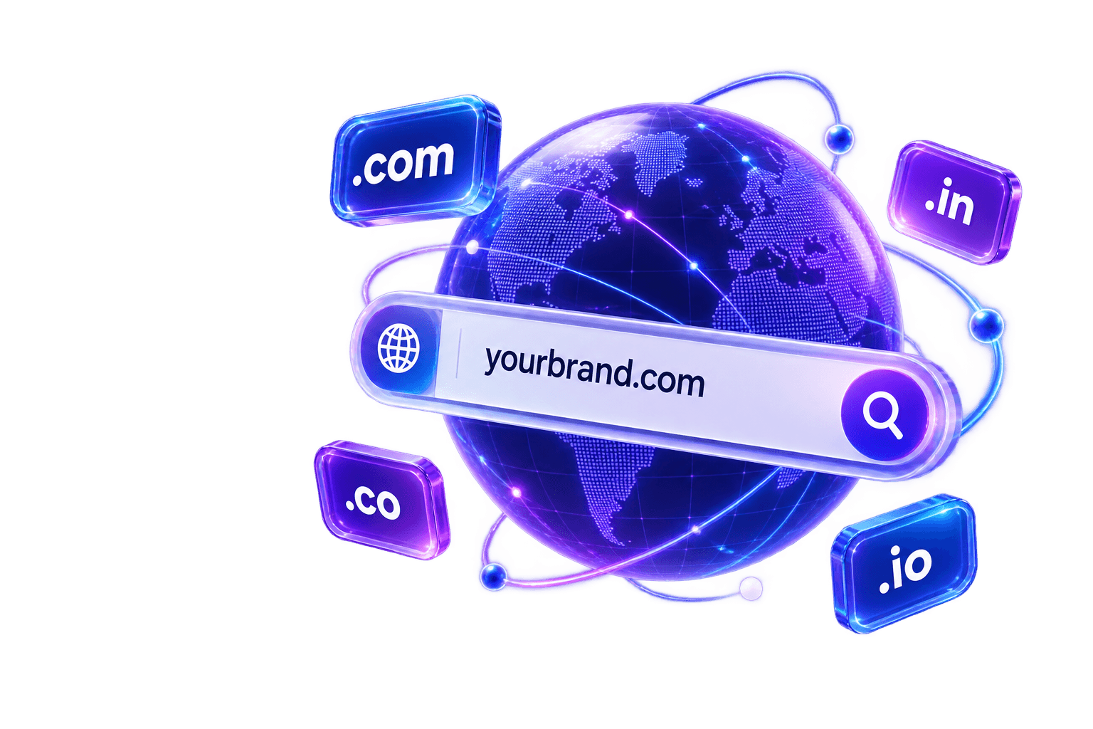 Domain search globe with domain extensions
