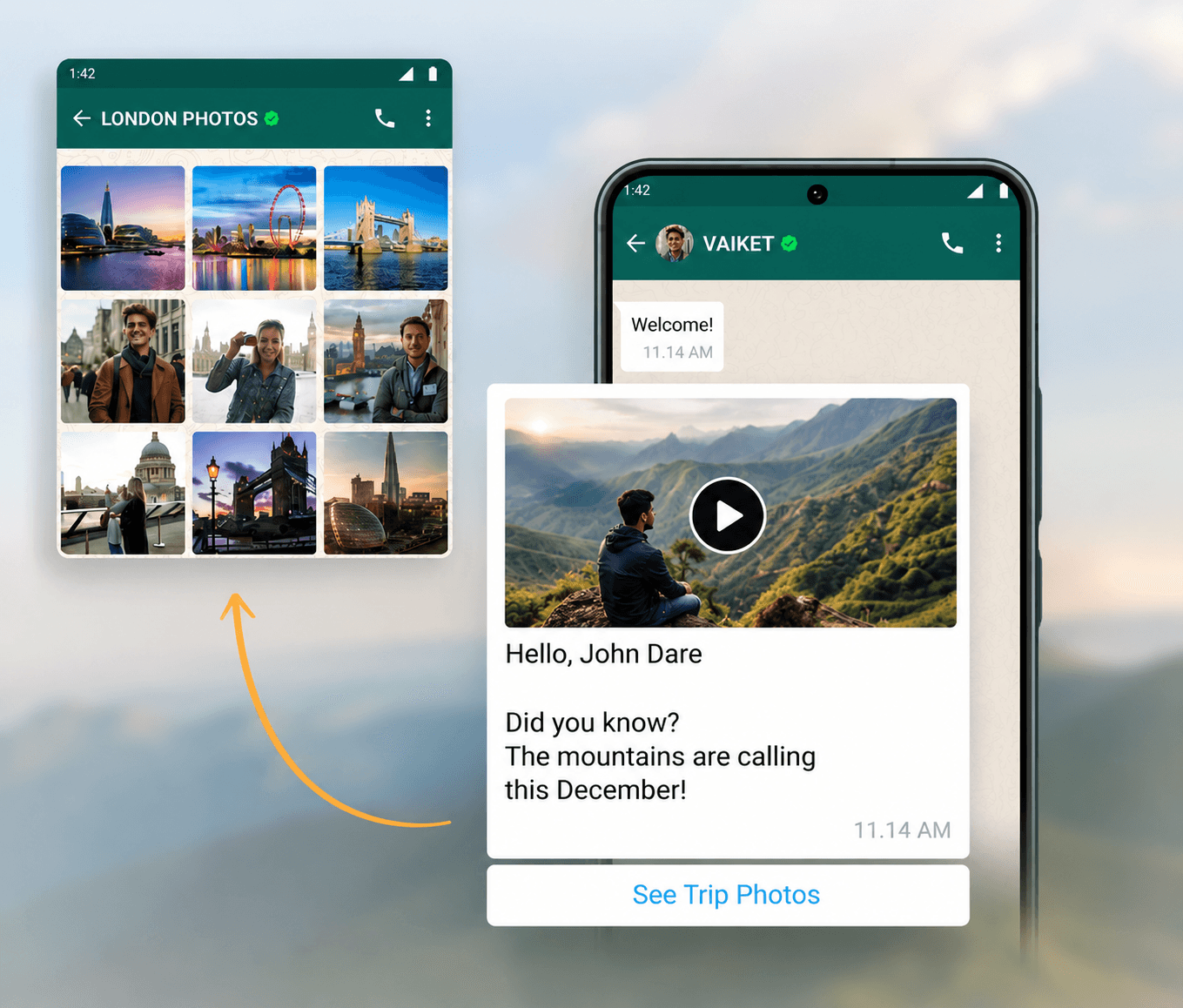 WhatsApp marketing mobile catalog and chat preview