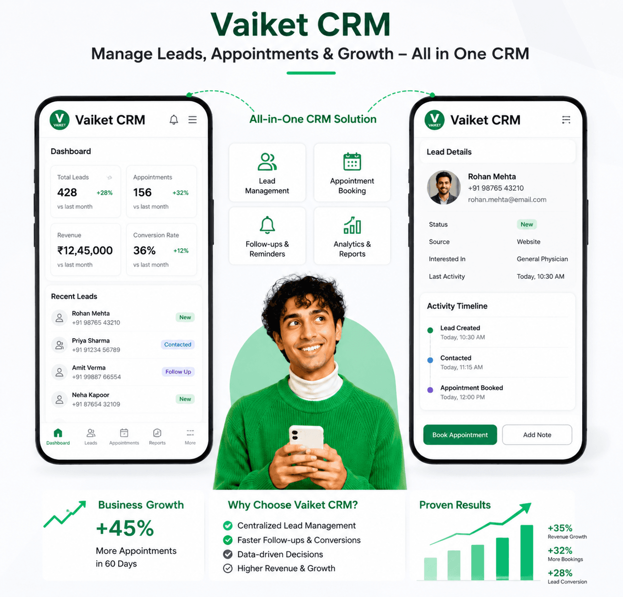 CRM communication preview with rich customer updates